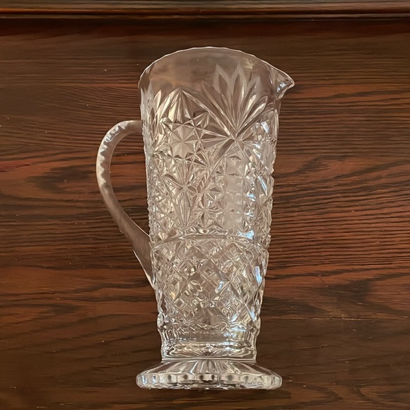 Vintage Large Cut Crystal Water Pitcher with Pedestal Base - Picture 4 of 8